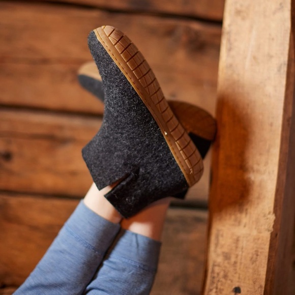 Glerups Charcoal Wool Low Boot Slippers, New in Box - Picture 2 of 8